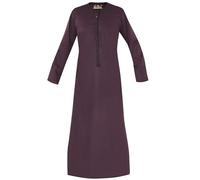 Raheb Men’s Long Sleeve Omani Stitch Thobe with Pockets - Traditional Islamic Dress, Elegant Design and Comfortable for Daily Wear, Weddings, Engagements, and Prayer. (Wine, 54 Large)