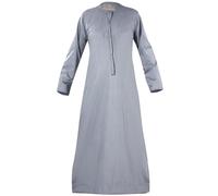 Raheb Men’s Long Sleeve Omani Stitch Thobe with Pockets - Traditional Islamic Dress, Elegant Design and Comfortable for Daily Wear, Weddings, Engagements, and Prayer. (Heather, 52 Medium)