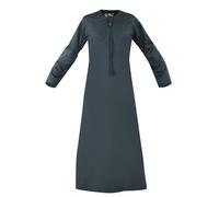 Raheb Men’s Long Sleeve Omani Stitch Thobe with Pockets - Traditional Islamic Dress, Elegant Design and Comfortable for Daily Wear, Weddings, Engagements, and Prayer. (Carribean, 58 Large)