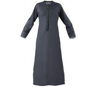 Raheb Men’s Long Sleeve Omani Stitch Thobe with Pockets - Traditional Islamic Dress, Elegant Design and Comfortable for Daily Wear, Weddings, Engagements, and Prayer. (Pewter, 58 Large)