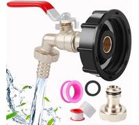 Raheem 1/2 '' S60X6 IBC Tank Adapter Thread Connector Brass Replacement Valve for Water Storage Tank Tap Tank Garden Hose Connector Replace Valve Fitting Parts Leakproof Brass IBC Tank Fittings