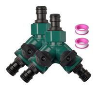 Raheem 2-Way Y-Splitter Garden Hose 3/4 Inch | 2 x Y-distributors with shut-off valves, 2 x sealing tape, for garden irrigation and washing machine, Gardena compatible