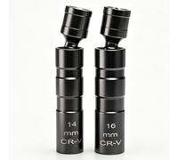 Raheem 2Pcs 14mm and 16mm Thin Wall Swivel Spark Plug Socket, Magnetic Universal Joint 12 Point 3/8 Inch Drive Removal Tool for Car, Motorcycle, Small Engine