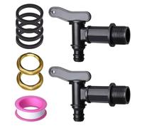 Raheem 2Pcs 3/4" Water Butt Tap with Brass Nut Snap-Fit BSP Thread Black Plastic Connector for Garden, Hosepipe, Rain Barrel, Outdoor Water Butt Replacement Universal Connector for Home Brew (Black)