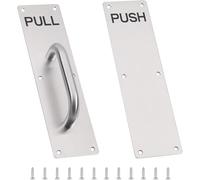 Raheem 2PCS Silver Stainless Steel Push Pull Door Handles Heavy Duty Pull Door Handle Plates for Entrance, Bathroom, Interior, Commercial Wooden Doors, Cabinets, with Mounting Screws (300 x 80mm)