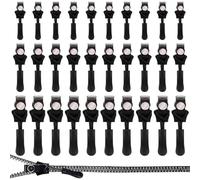 Raheem 30 Pcs Removable Zipper Puller 3 Sizes Spare Zipper Pulls Zipper Pull Removable Zipper Pull Zipper Repair Kit for Different Sizes of Clothes, Jeans, Wallets, Luggage, Suitcases (Black)
