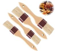 Raheem 4 PCS Pastry Brushes,Wooden Durable Cooking Brush for Baking, Food Glaze Brush BBQ & Grill, Non-Slip Handle, Ideal for BBQ, Pastry for Baking Ideal for Applying Oils Glazes Milk and Egg Yolk