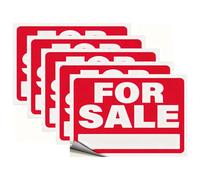 Raheem 5-Pack 'For Sale' Stickers 10x7 Inch Self-Adhesive Paper Signs Waterproof Write-On Surface for House, Car, Garage, Moving, Estate Sale Peel & Stick, No Residue, Heavy Duty, Tear-Resistant