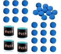 Raheem 50Pcs Pool Cue Tips with Snooker Chalk 4Pcs Set Pool Cue Billiard Chalk No-slip Oily Powder Pool Chalk Blue for Snooker Cue Tip Snooker Accessories Billiard Stick Tips Replacement Repair Kit