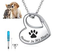 Raheem Ashes Necklace, Ashes Keepsake Locket Necklace, Ashes Jewellery for Men Lockets Necklace for Women,Pet Personalised Urn Necklace for Ashes Heart Necklace Forever in My Heart Engraved