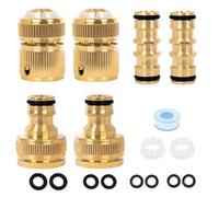 Raheem Garden Hose Connector Pipe Fittings Kit with 2 Double Male Connector, 2 Hose End Connector, 2 Hose Tap Connector 1/2'' & 3/4'' 2-in-1 Faucet Adapter for Join Garden Hose Pipe Tube