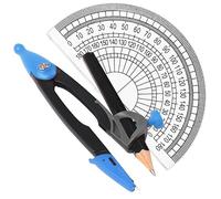 Raheem Geometry Compass with Protractor 2PC Set - Precision Locking Mechanism with a Pencils | Metal Compass Drawing 5.1in Circles A-Level Maths Compass, Engineering, Technical Drafting Tools