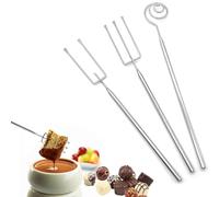 Raheem Set of 3 Chocolate Praline Forks Set Stainless Steel Dessert Fondue Fork Candy Dip Accessories Pralines Cutlery Hand Tool for Handmade Chocolates, Sweets, Truffles, Chocolates Set with Grid