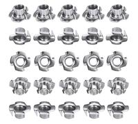 Raheem T-Nuts M8 Bolt Dropper 25Pcs Tee Claw Insert Nut 4-Pronged Alloy Steel Zinc Plated 4-Pin for Wood Woodworking Furniture Rock Climbing Holds Cabinets