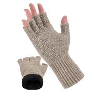 Rahhint Alpaca Wool Double-Layer Fingerless Women Warm Gloves for Winter | Anti-Slip Grip Palm for Typing Driving Walking & Outdoor Winter Work in Cold Weather