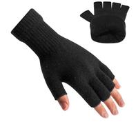 Rahhint Alpaca Wool Double Layer Fleece Lined Thermal Fingerless Gloves For Men Women Warm Winter Gloves For Typing Driving
