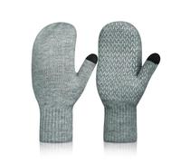 Rahhint Alpaca Wool Thick Warm Mittens Women With Fleece Lined Double-Layer Windproof Cuff Touchscreen Winter Soft Knitted Thermal Womens Gloves For Dog Walking Outdoor Cold Weather Gift