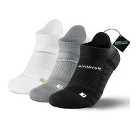 Rahhint Pro Coolmax Anti-Blister Cushioned Running Socks Ankle Compression for Women and Men, Lightweight Summer Marathon Walking Training (3 Pairs)