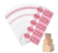 RAHHLIZS 150PCS Do Not Bend Stickers & 150PCS Fragile Shipping Sticker, Pink Square Round Self Adhesive Warning Labels for Mailing Packaging Boxes