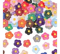 RAHHLIZS 44PCS Flower Embroidered Iron on Patches for Clothes Jeans Jacket | Multicolor Cute Daisy Flower Patches Iron On, Cotton Material, For DIY Repair & Decoration on Hats, Clothes, Denim Jackets