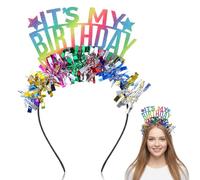 RAHHLIZS Its My Birthday Headband with Rainbow Bling Colorful Happy Birthday Headband for Adults Happys Birthdays Decoration for Girls Women, 21cm x 13cm