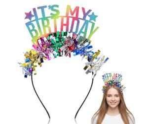 RAHHLIZS Its My Birthday Headband with Rainbow Bling Colorful Happy Birthday Headband for Adults Happys Birthdays Decoration for Girls Women, 21cm x 13cm