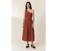 Rahul Asymmetric Midi Dress with Smocked Detail terracotta