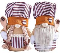 RAHYMA 2PCS Coffee Gnome Faceless Dwarf Doll Holding Spoon Cute Plush Gnome Decoration Creative Dolls Festival Ornaments Home Party Decor/550 (Color b)