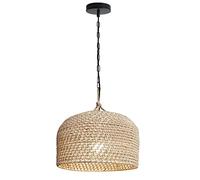 RAHYMA Kitchen Island Pendant Light Bohemia Chandelier Intricate Bamboo And Rattan Pendant Lamp Tropical LED Lamp Shade 17.3in Pendant Lighting For Living Room Dining Room Restaurant