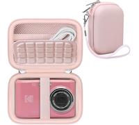 RAIALL Compact Camera Case for Kodak PIXPRO FZ55/ FZ45/ FZ53 Digital Camera, Vlogging Cameras Travel Storage Bag Holder, Mesh Pocket for Charging Cable, SD Card and Batteries, Pink