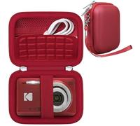 RAIALL Compact Camera Case for Kodak PIXPRO FZ55 / FZ53 / FZ45 Digital Camera, Vlogging Cameras Travel Storage Bag Holder, Mesh Pocket for Charging Cable, SD Card and Batteries, Red