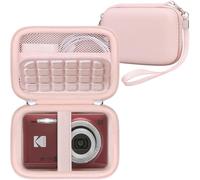 RAIALL Digital Camera Case for Kodak PIXPRO FZ55/FZ53/FZ45/FZ43/C1 Camera, Point and Shoot Vlogging Camera Hard Travel Bag, Mesh Pocket for Charging Adapter, USB Cable, SD Card and Batteries, Pink