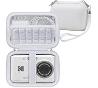 RAIALL Digital Camera Case for Kodak PIXPRO FZ55/FZ53/FZ45/FZ43/C1 Camera, Point and Shoot Vlogging Camera Hard Travel Bag, Mesh Pocket for Charging Adapter, USB Cable, SD Card and Batteries, White