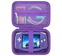 RAIALL Hard Carrying Case for Anbernic RG 34XX Handheld Game Consoles, RG34XX Classic Retro Gaming Console Travel Storage Bag Holder, Mesh Pocket for USB Type-C Cable and SD Card, Purple