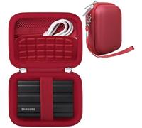 RAIALL Hard Carrying Case for Samsung T7 Shield/ T7/ T9/ T7 Touch Portable SSD 1TB 2TB 4TB, External Hard Drive Storage Travel Bag, Mesh Pocket for USB Cable Accessoriess, Red