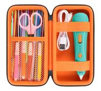 RAIALL Hard Storage Case Compatible with 3Doodler Start+ Essentials (2024) 3D Pen Set for Kids, 3D Printing Pen Travel Organizer Holder, Extra Mesh Pocket Fits Plastic Filaments, Cable, Black+Orange