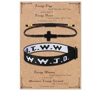 Raicegs WWJD Bracelet Cross String Bracelets for Women Men Christian Gift Jesus Bracelets Faith Religious Easter Christian Jewelry for Women, adjustable, no gemstone