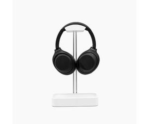 Raico Headphone Stand Wood & Metal Minimalist Headset Holder Hanger with Storage Base (White)