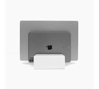 Raico Vertical Laptop Stand Adjustable Premium White Wood Dock Clamshell Stand Macbook Holder for Desk - Matte White | Dual Slot