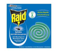 Raid Anti-Mosquitoes Spirals, 10 Spirals, 1 Metal Base, Outdoor Use, Diffusion 6h, Insecticide - pack of 4