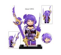 (Raiden Shogun) Zhongli Genshin Impact Hu Tao Raiden Shogun Qiqi Abs Building Block Toy Kids