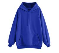 Raiders Hoodie Women Women's Casual Solid Color Hooded Pocket Long Sleeve Pullover Sweatshirt Leopard Print Sweater (Blue, S)