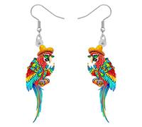 RAIDIN Acrylic Bird Parrot Earrings for Women Girls Scarlet Macaw Hypoallergenic Hook Dangle Drop Earrings Jewelry Gifts for Birthday Party Jimmy Buffett Decorations (Multi)