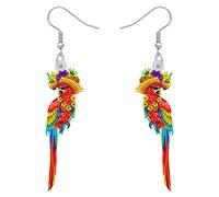 RAIDIN Acrylic Birds Parrot Earrings for Women Girls Scarlet Macaw Hypoallergenic Hook Dangle Drop Earrings Jewelry Gifts for Birthday Party Jimmy Buffett Decorations (Red)