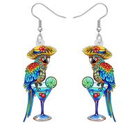 RAIDIN Acrylic Birds Parrot Earrings for Women Girls Scarlet Macaw Hypoallergenic Hook Dangle Drop Earrings Jewelry Gifts for Birthday Party Jimmy Buffett Decorations (Arctic)