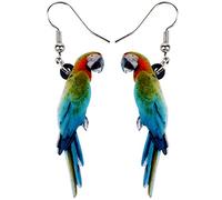 RAIDIN Acrylic Birds Parrot Earrings for Women Girls Scarlet Macaw Hypoallergenic Hook Dangle Drop Earrings Jewelry Gifts for Birthday Party Jimmy Buffett Decorations (Green)