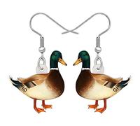 RAIDIN Acrylic Colorful Animal Mallard Duck Dangle Drop Earrings Cute Anime Duck Hook Earrings Jewelry Gifts for Women Girls Kids Charms (Brown)