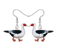 RAIDIN Acrylic Colorful Animal Muscovy Duck Dangle Drop Earrings Cute Anime Duck Hook Earrings Jewelry Gifts for Women Girls Kids Charms (White)