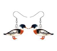 RAIDIN Acrylic Colorful Animal Red-breasted Merganser Duck Dangle Drop Earrings Cute Anime Duck Hook Earrings Jewelry Gifts for Women Girls Kids Charms (Salt)