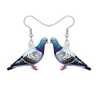 RAIDIN Acrylic Colorful Pigeon Dove Bird Dangle Drop Earrings for Women Girls Cute Animal Bird Hypoallergenic Hook Earrings Jewelry Gifts for Mom Party Charms (Berry)